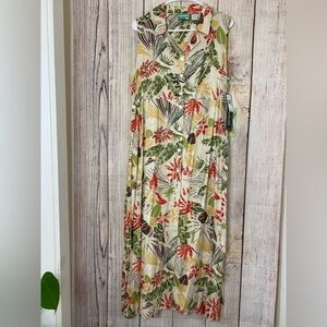 Vintage 90s Womens Bahama Beach Tropical Hawaiian Maxi Dress size Medium